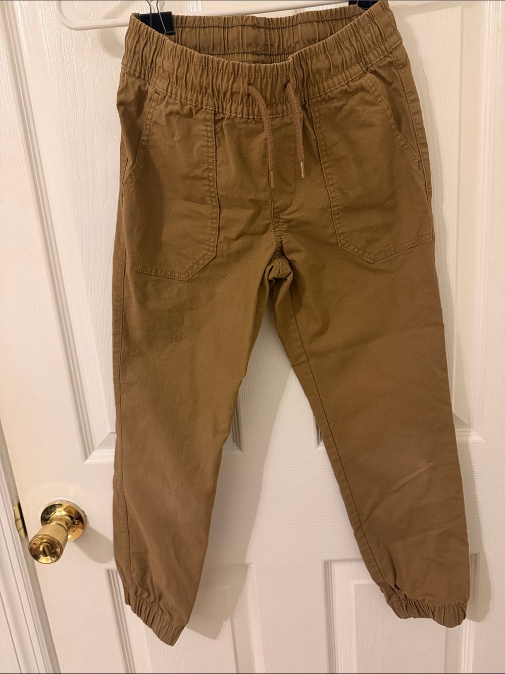 Kids Elastic Waist Brown Jogger Pants
